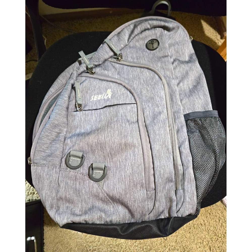 SEEU Gray Polyester Hiking Backpack Zip w/ Padded Straps, Pockets
